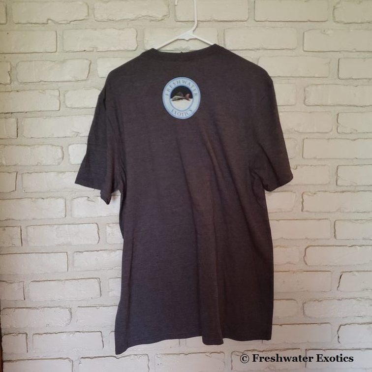 FWE Distressed Logo - Blue Print, Charcoal Grey Tee, view of logo on back
